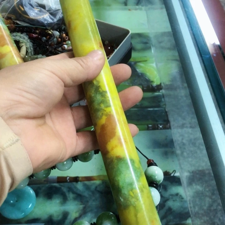 心***成蛇纹石玉未镶嵌岫玉擀面杖