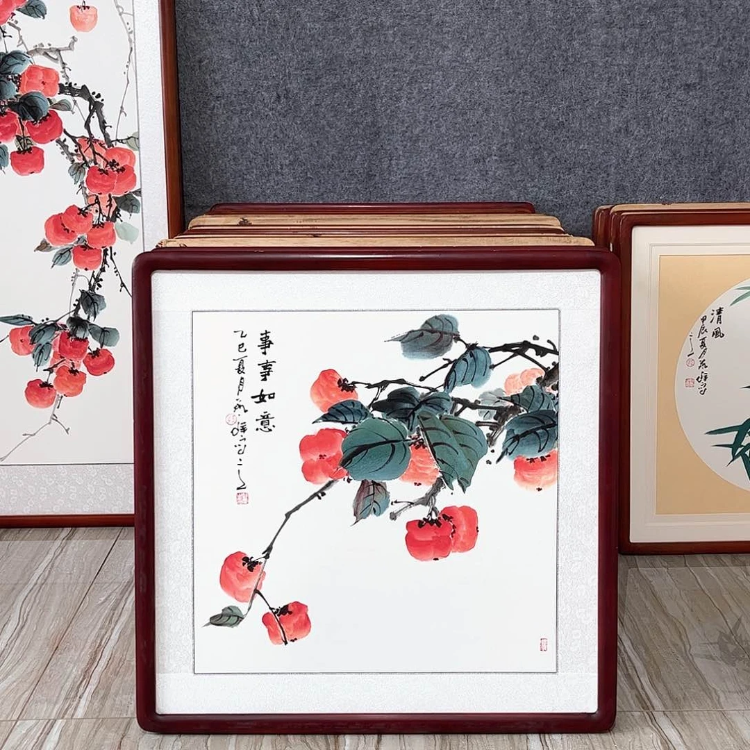 国画书画作品带框63×63