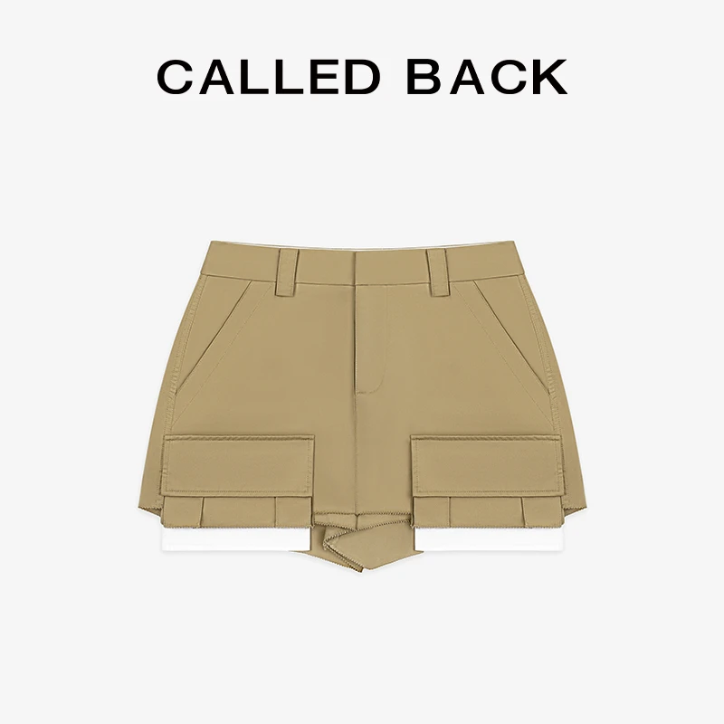 CALLED BACK早春高腰工装新款卡其显瘦短裙裤020702