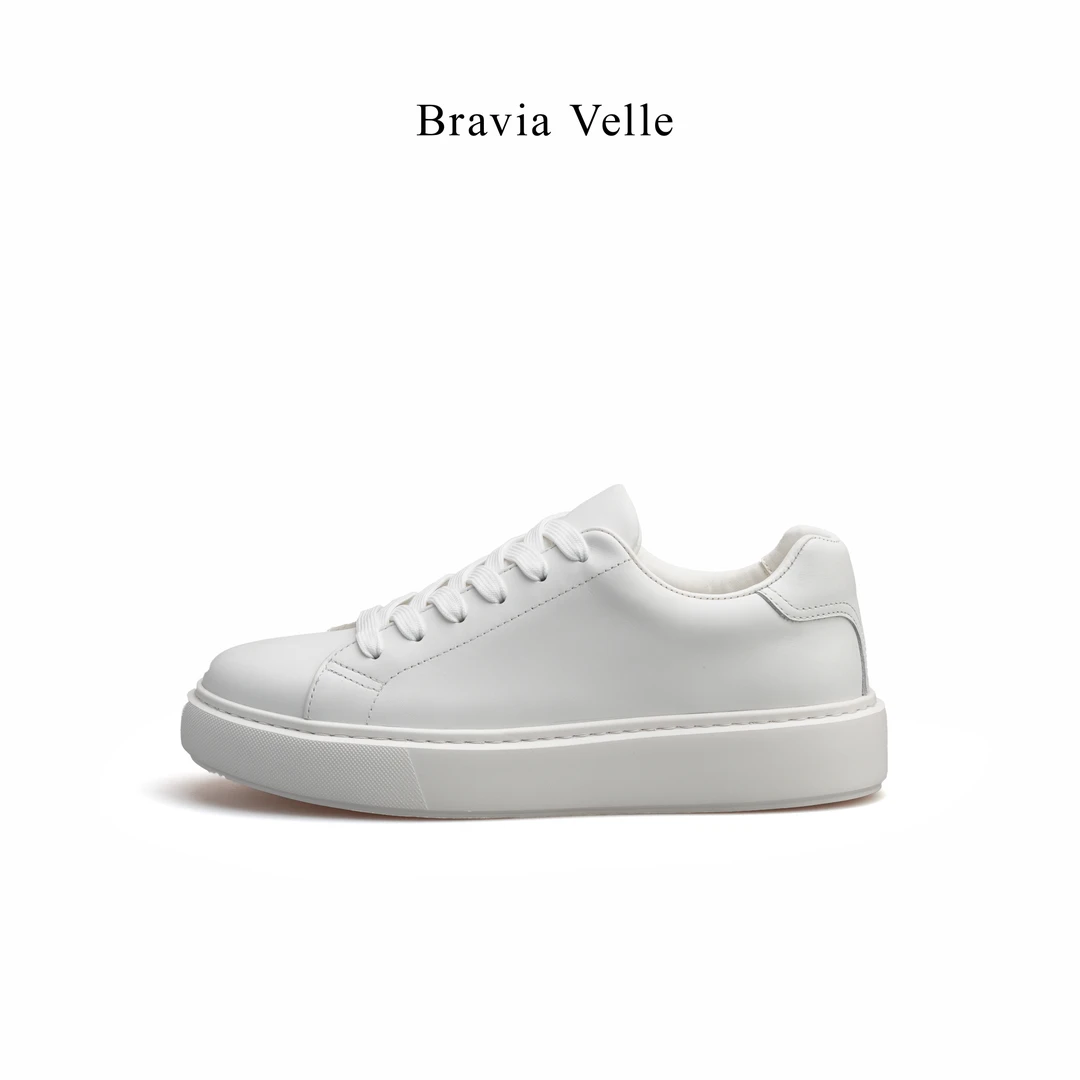 Bravia Velle雷总同款简约百搭干净低帮真皮休闲小白鞋男款潮鞋