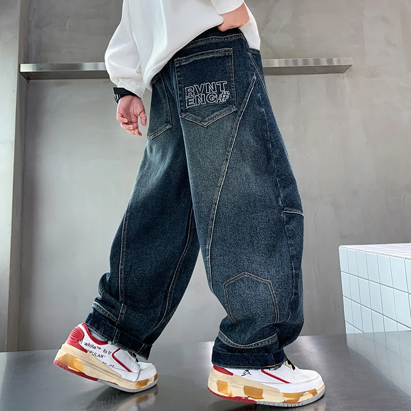 新款男童中大童牛仔春秋儿童男孩时髦秋装休闲潮酷痞帅童装帅气