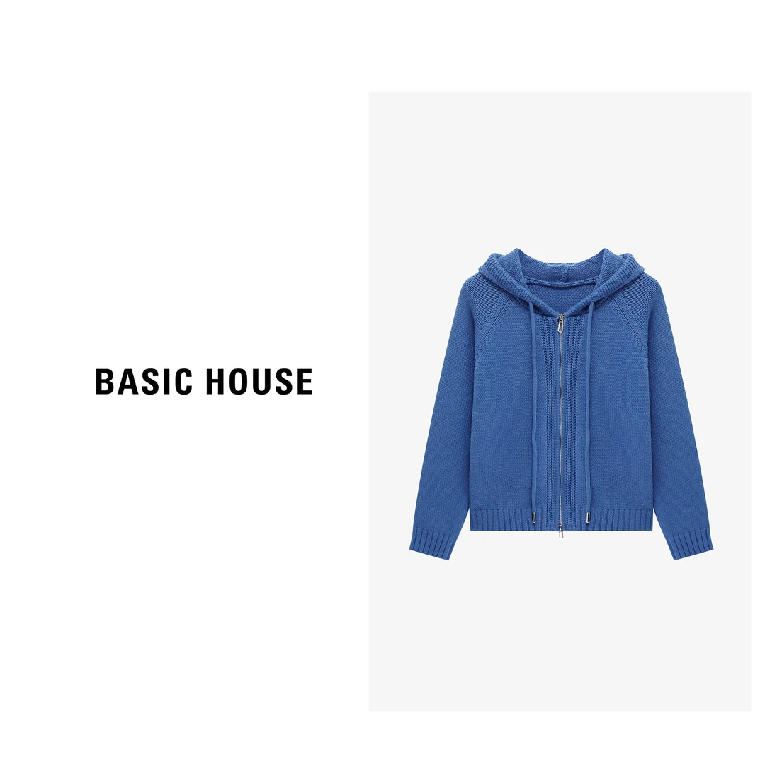 Basic House/百家好秋季新款连帽休闲宽松洋气毛衣-B06245C5282