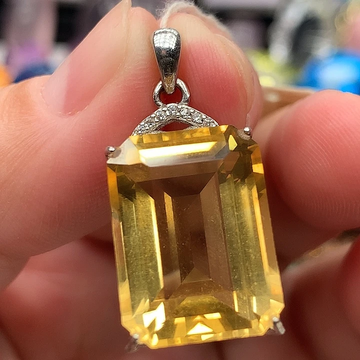 吊坠(不含链)银S925镶嵌黄晶