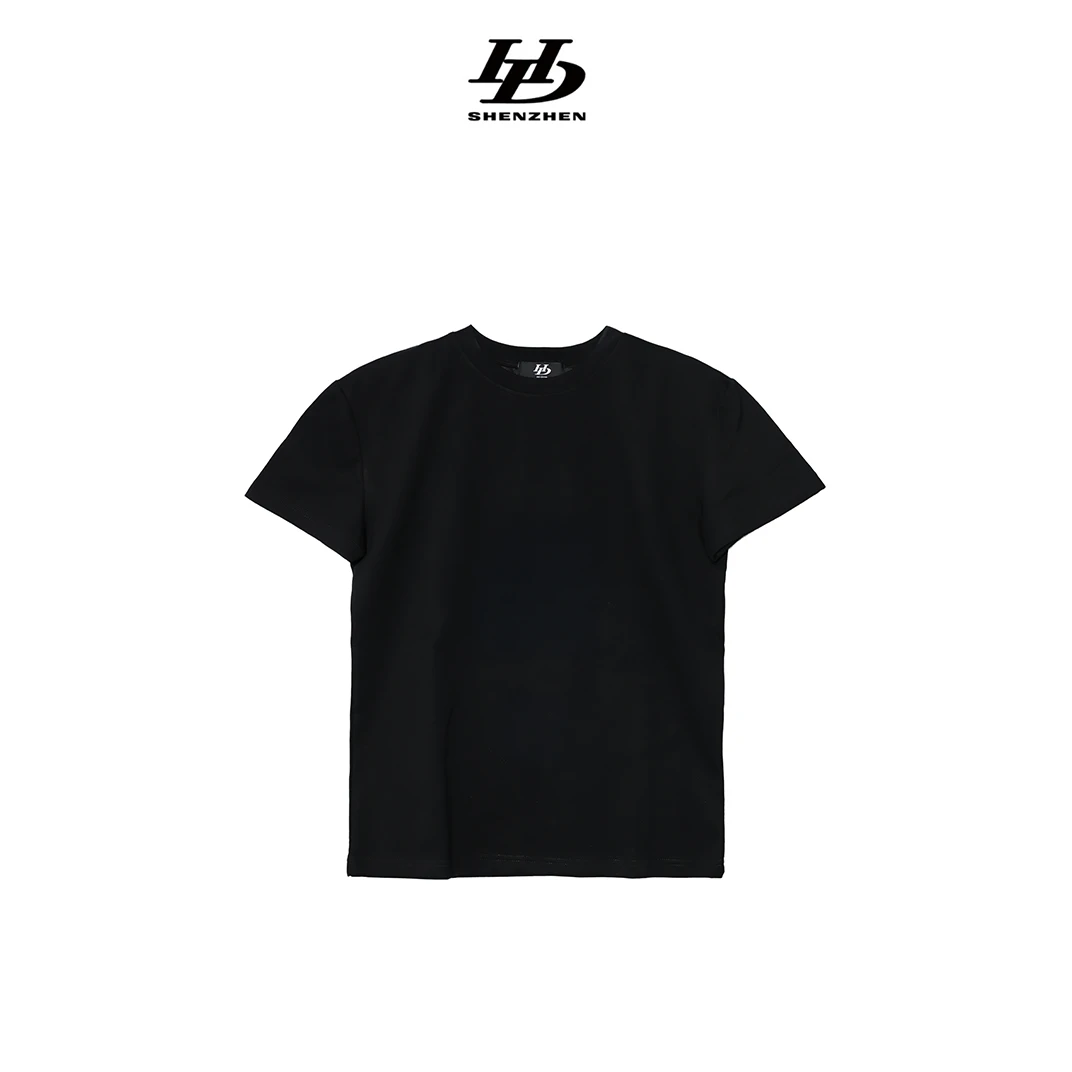 HD CHINA春夏原创设计定制面料休闲男白T恤黑色短袖修身运动简约