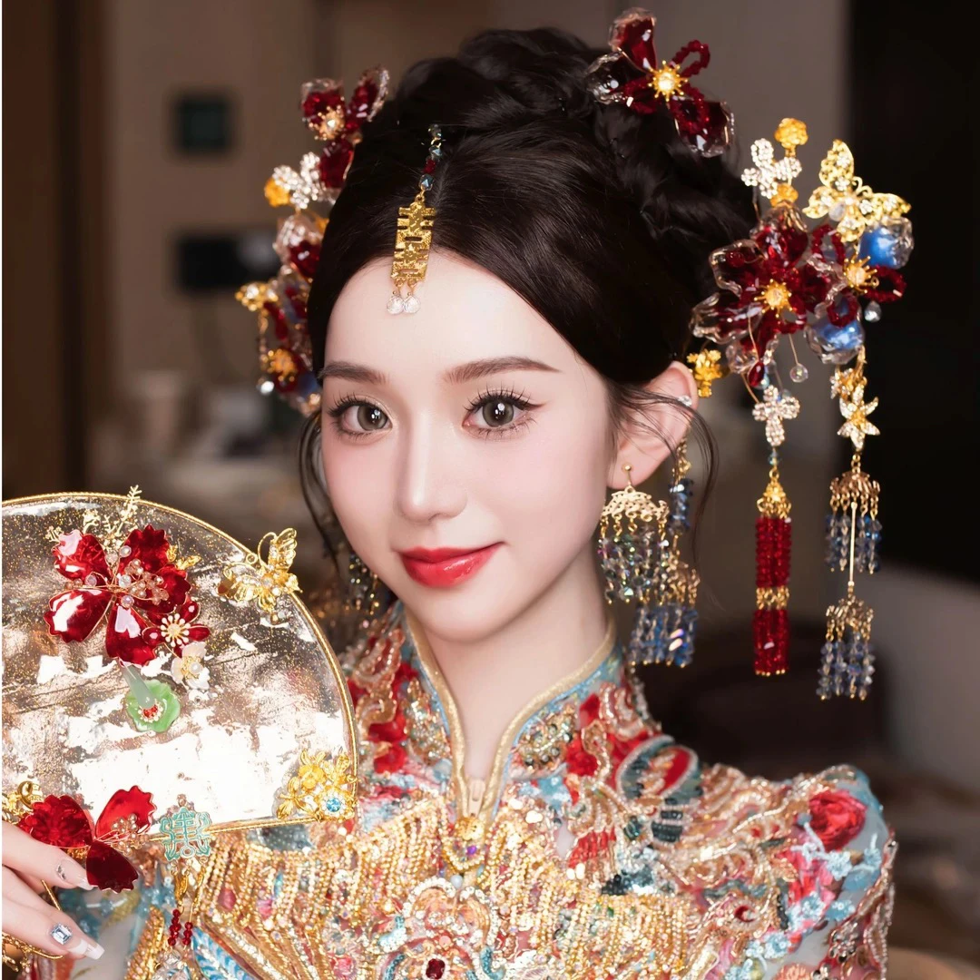 z8241中式婚礼红色百搭秀禾汉服古风新娘结婚头饰