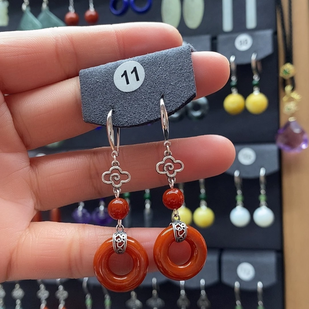 君***o翡翠银S925镶嵌耳饰