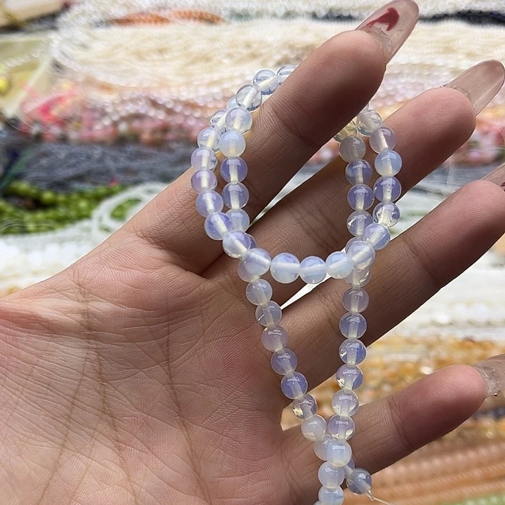 玛瑙/玉髓珠宝半成品未镶嵌一条6mm左右蛋白石