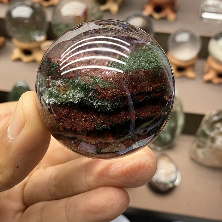 水晶摆件未镶嵌彩幽灵摆件球