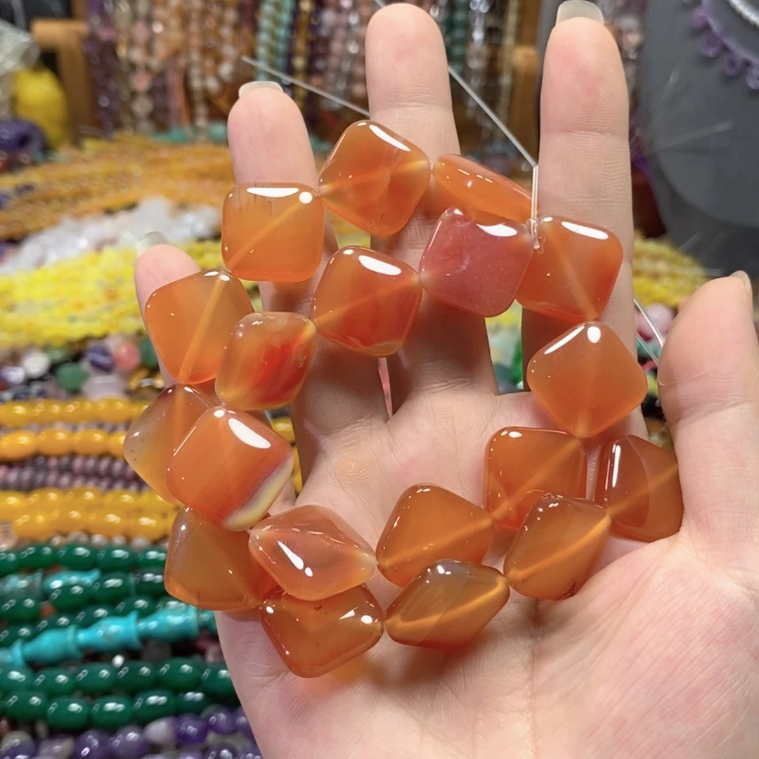 玛瑙/玉髓未镶嵌珠宝半成品玛瑙斜方一条卡20mm