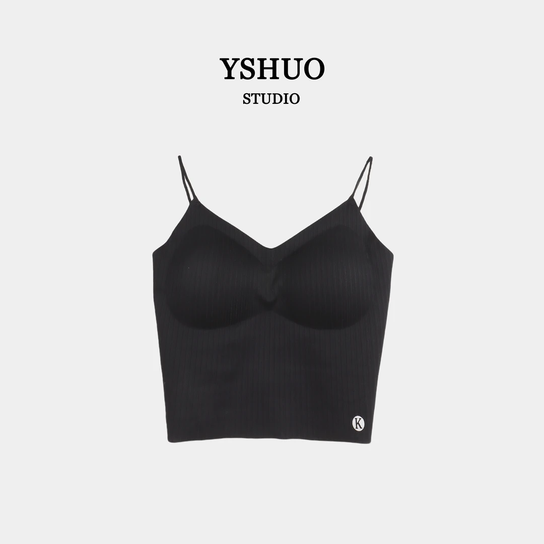 YSHUO【糯叽叽】后背镂空美背吊带背心内搭带胸垫打底上衣 MB5016