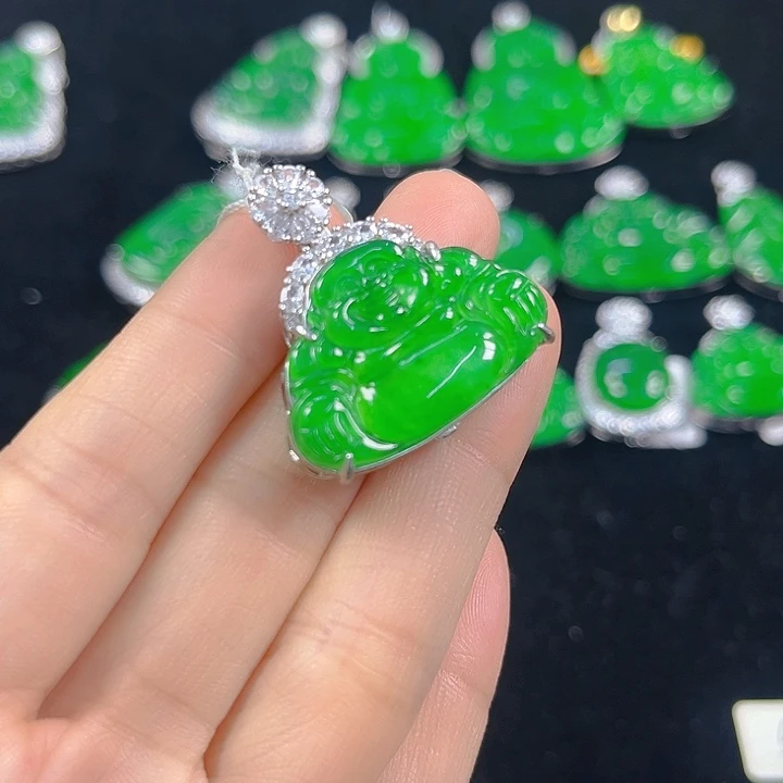 翡翠银S925镶嵌吊坠(不含链)