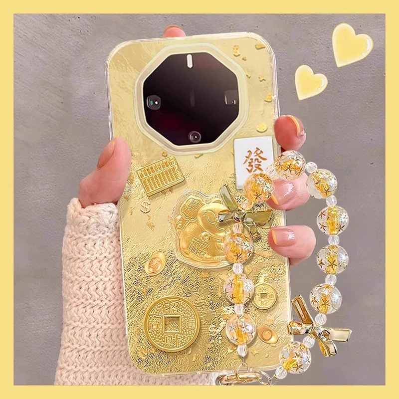 金箔招财猫适用华为Mate60RS非凡大师手机壳金箔招财猫新款全包潮