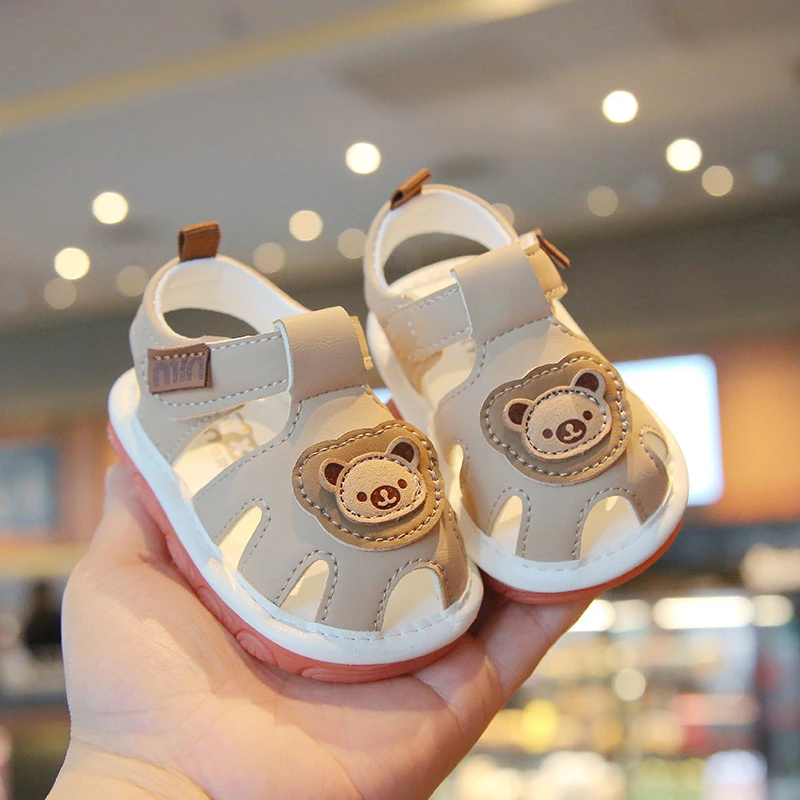 夏季男女宝宝1-2岁婴儿学步鞋儿童软底防滑包头凉鞋幼童叫叫鞋子