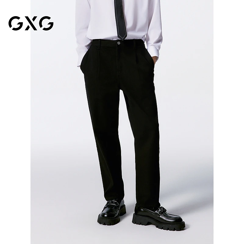 GXG男装 黑色斜纹肌理面料牛仔裤柔软 24年秋#G24X053031