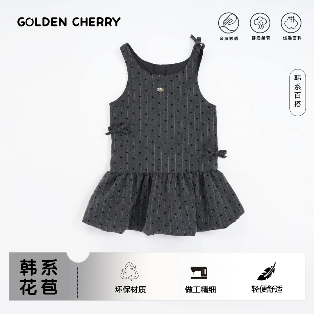 【金樱桃】小童波点蝴蝶结无袖背心裙JYT3135