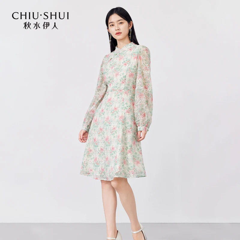 【林一】秋水伊人连衣裙现款女装长袖气质感裙子623102D020427