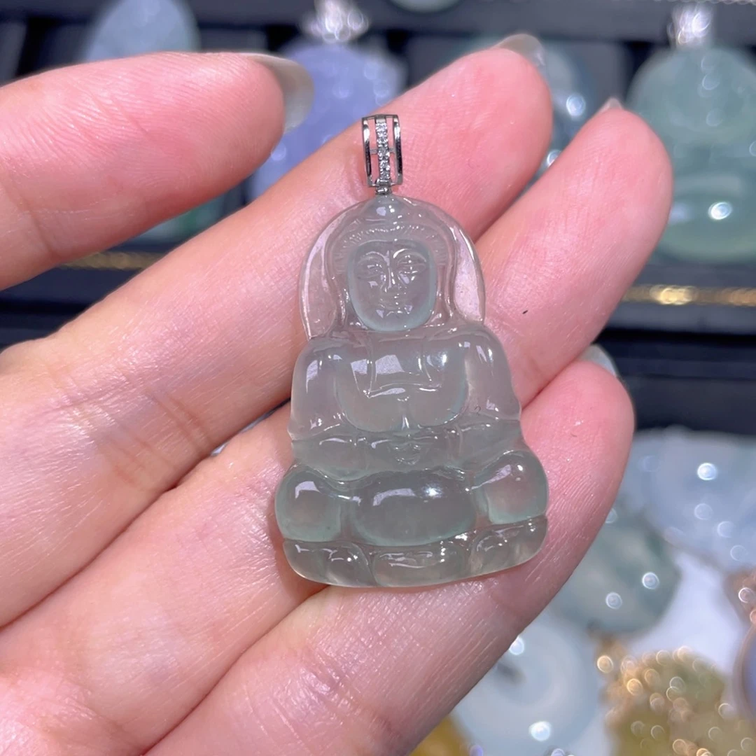颈饰18K金镶嵌翡翠翡翠