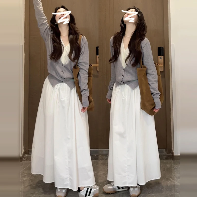 5465新款早春季韩系穿搭一整套时尚气质高级感连衣裙子套装女长裙