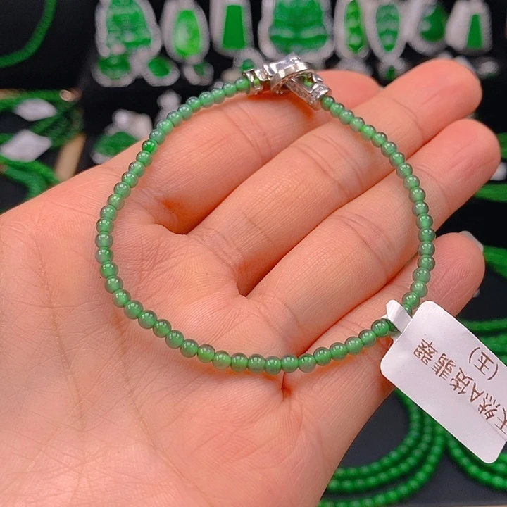 翡翠未镶嵌耳饰天然A货翡翠手链3