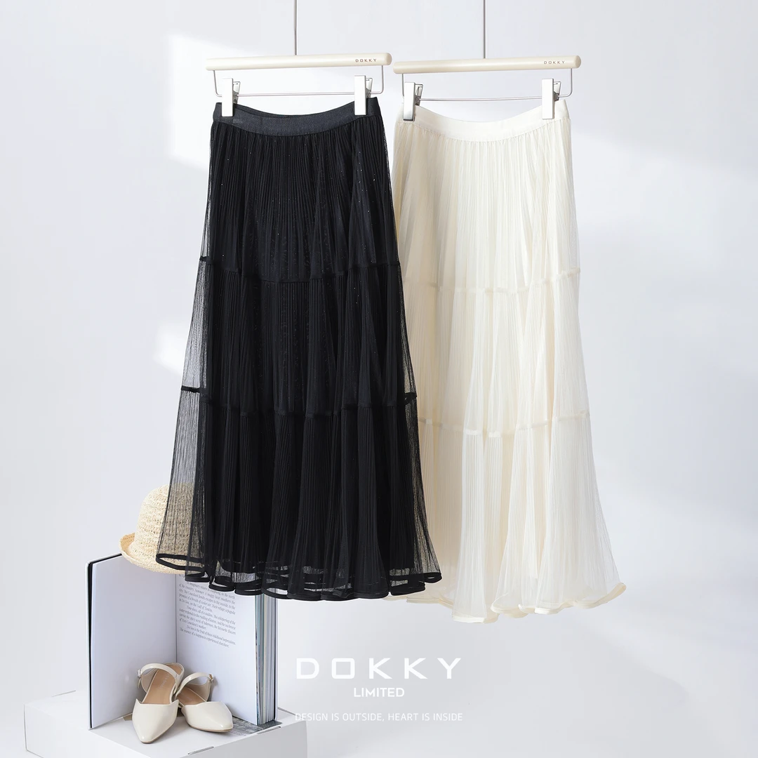 Dokky「雾隐星尘.紫标」蕾丝网纱.半身流光蛋糕裙LB0083