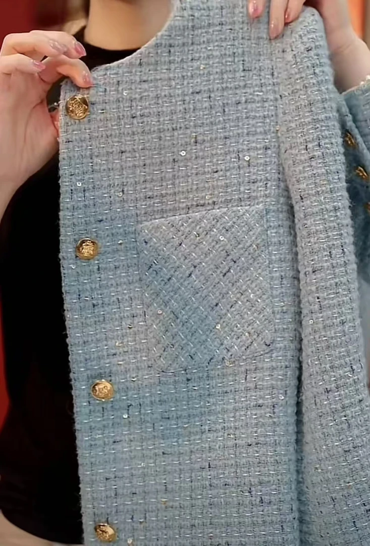 XA-【月白挼蓝】2025春季新款气质时尚小香风外套小众上衣