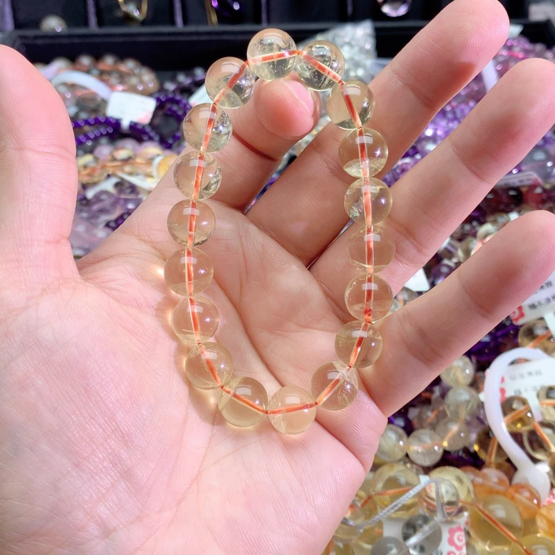 巴***纳水晶未镶嵌手链黄水晶手链11+