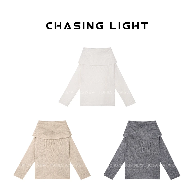 【CHASINGLIGHT】|行走的氛围感|一字肩针织毛衣 M1289