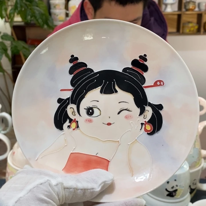 杯无****习景德镇釉下彩手绘