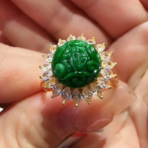 翡翠银S925镶嵌戒指