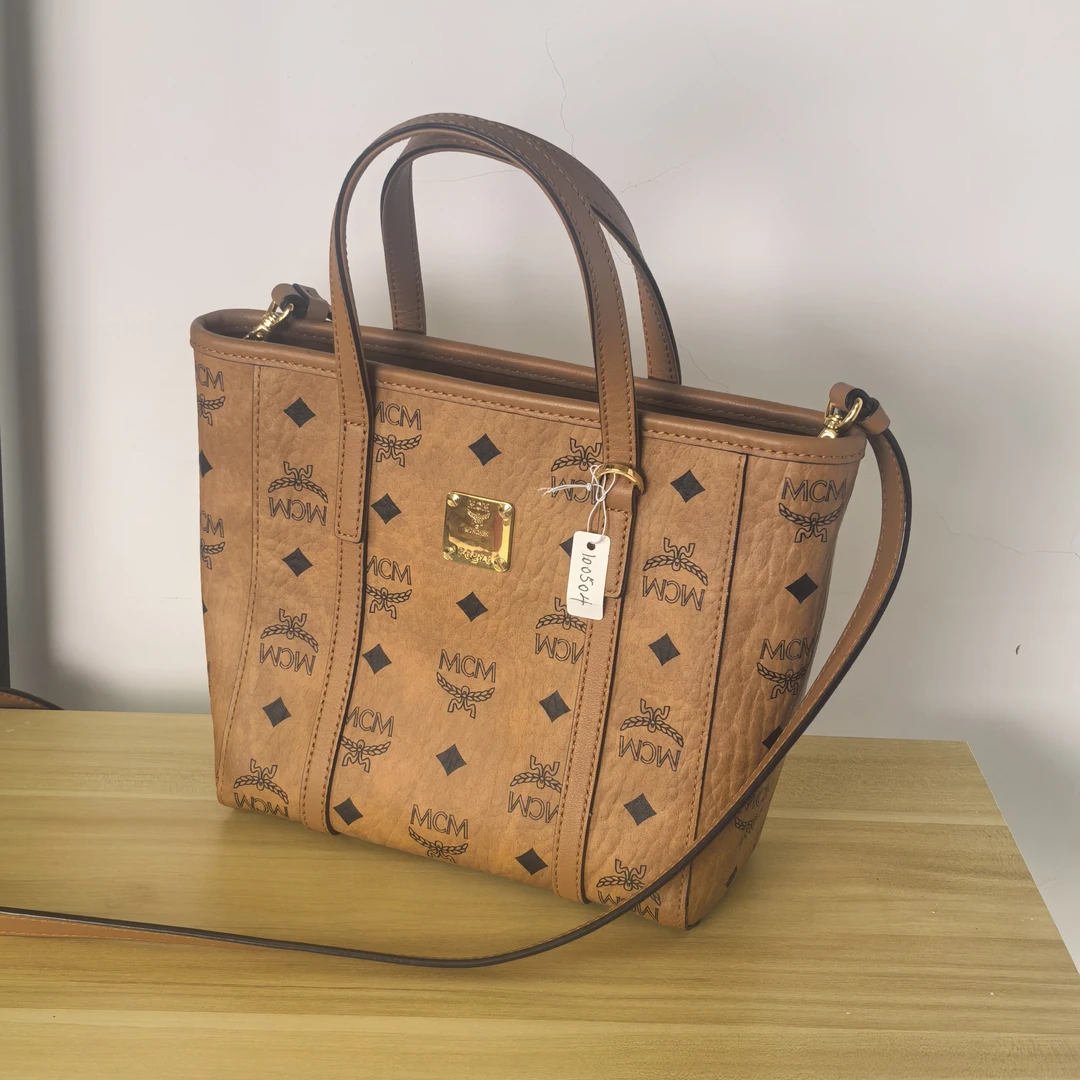 99新 MCM 大麦中古/mcm干邑色迷你菜篮子/斜挎包