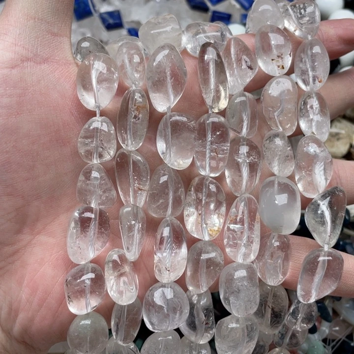 玛瑙/玉髓合金珠宝半成品一条14-15mm白水晶
