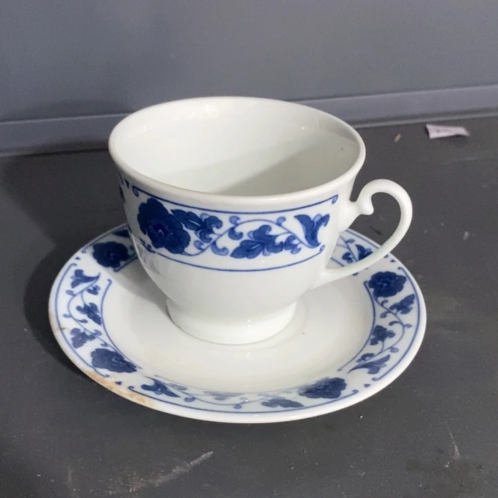 瓷片四厂翡翠瓷咖啡杯碟