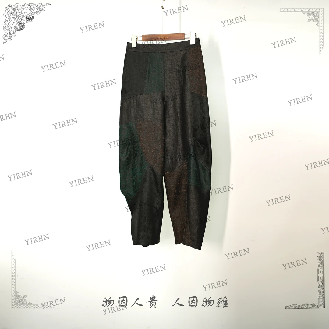 蚁人创意(东拼西凑)莨纱香云纱中式拼接定制长裤14391785