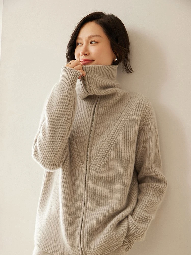 大翻领羊绒开衫 rc 24123