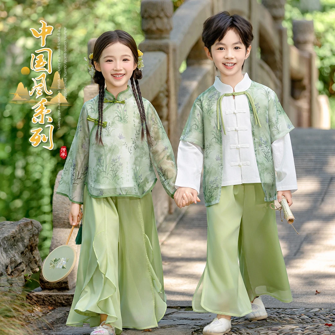 儿童汉服古风绝美气质国风套装2025秋季新款男女孩日常唐装兄妹装