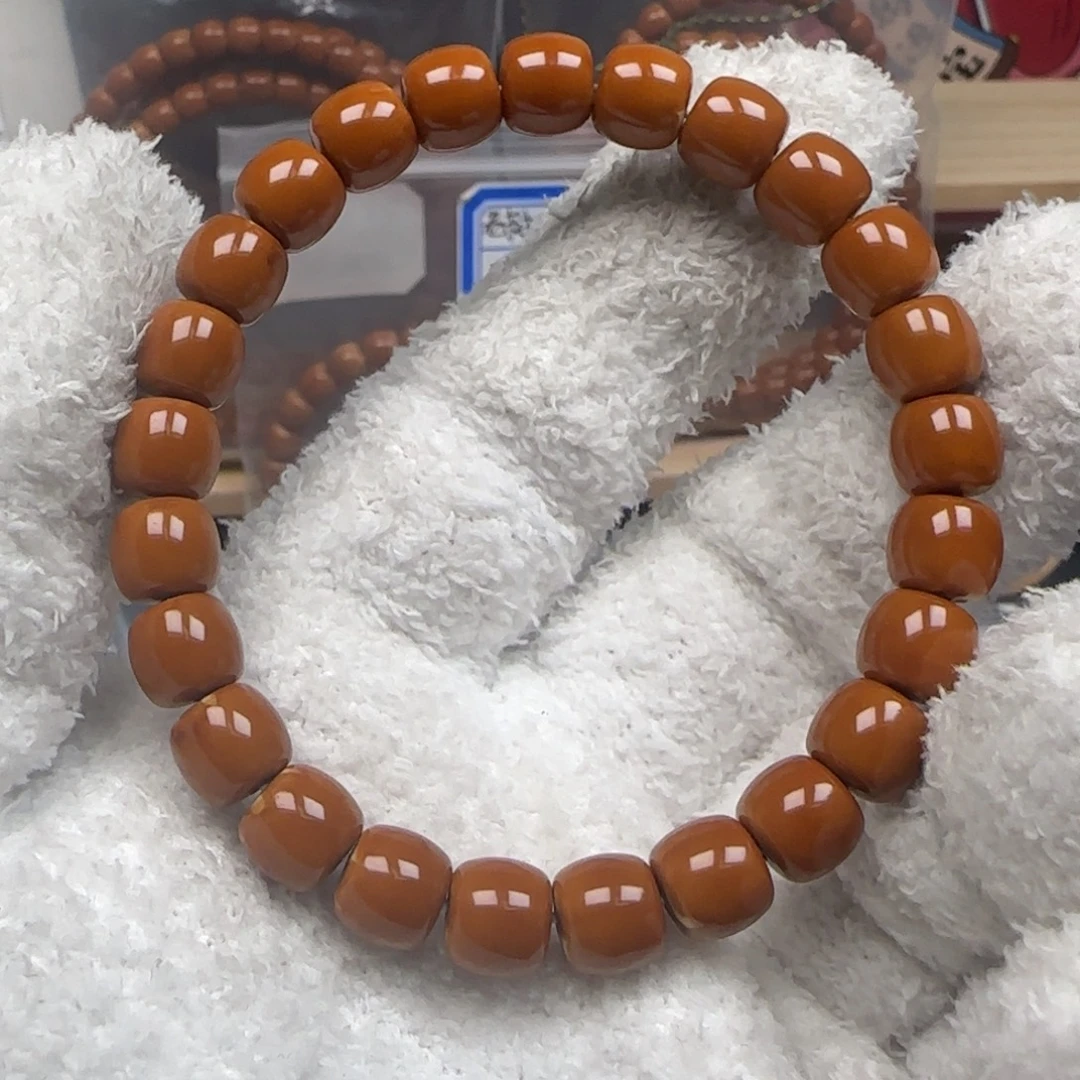 橄榄核手串老挝单圈正三花面无白8.8