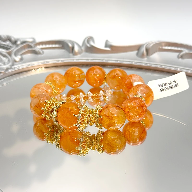 能量招米旺运天然水晶手串红胶花手链礼物首饰高级精致新款女款