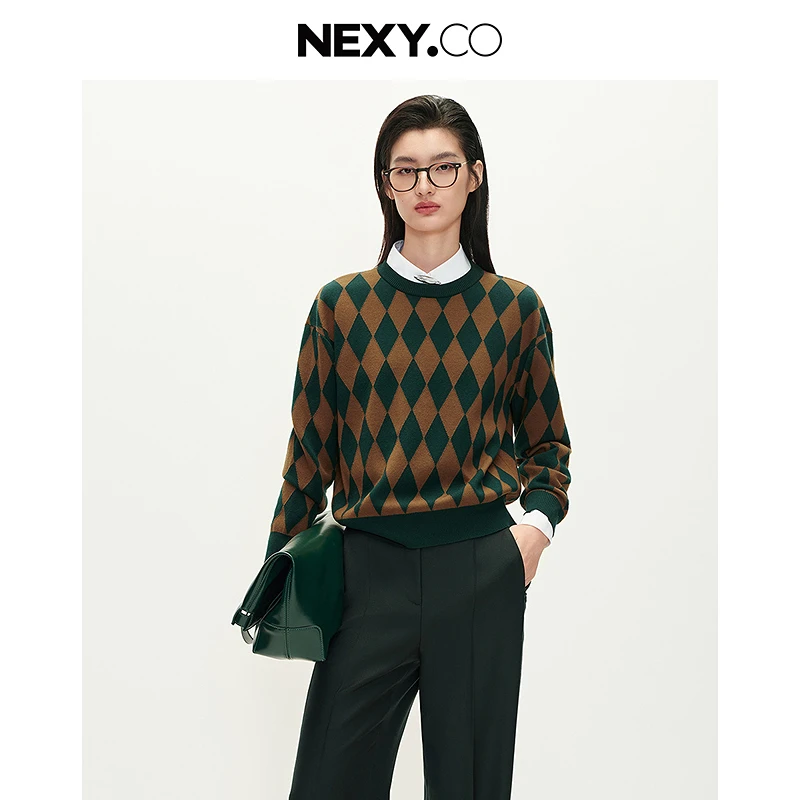 NEXY.CO/奈蔻长袖休闲复古宽松时尚羊毛衫XZ03062J7