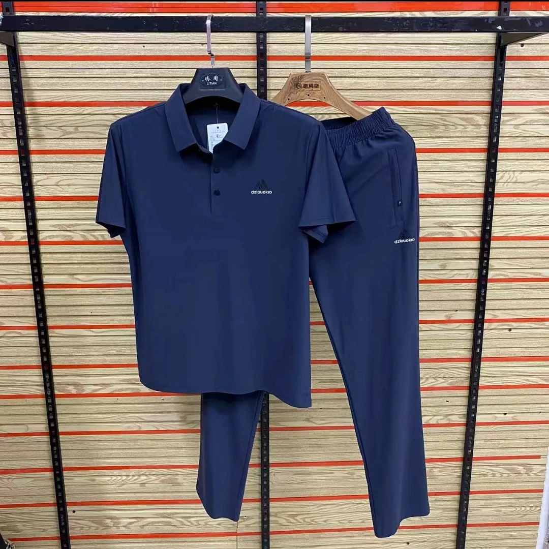 S3-3夏季新款男士高品质时尚减龄薄款透气休闲减龄T恤短袖套装