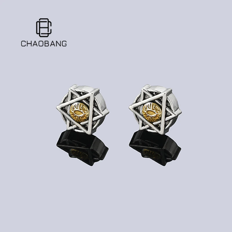 chaobang/潮邦 铜合金耳饰 复古恶魔之眼无耳洞磁吸耳夹小众做旧