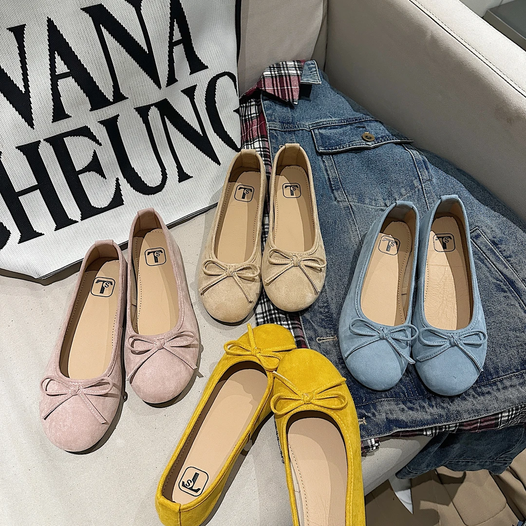 TS时尚单鞋2025春季新款圆头平底蝴蝶结舒适小众百搭玛丽珍鞋女