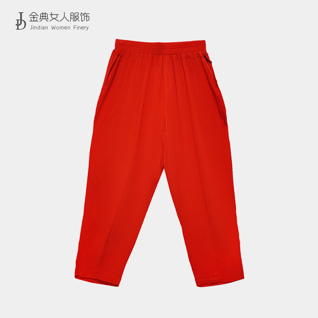 醋酸小脚裤 中年妈妈百搭时尚减龄裤子6225