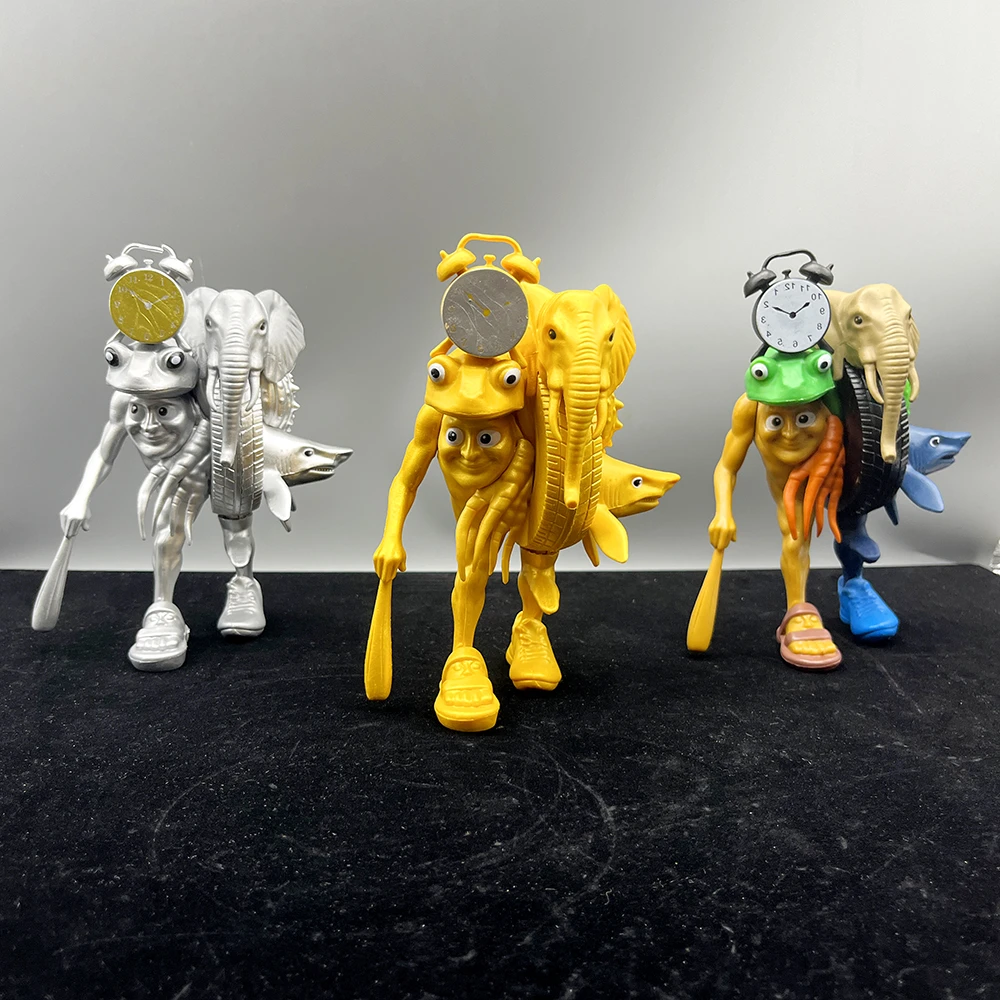 外国山海经黄金缝合怪融合版手办公仔金银一对模型儿童玩具摆件具