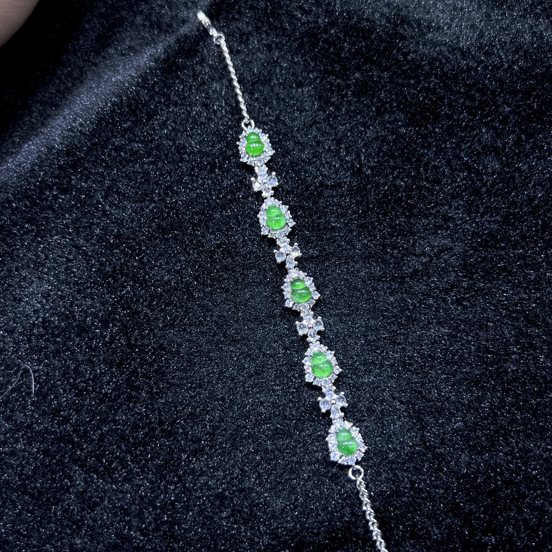 【上旭珠宝马哥推荐】天然翡翠A货满绿大葫芦手链 多样性发一件