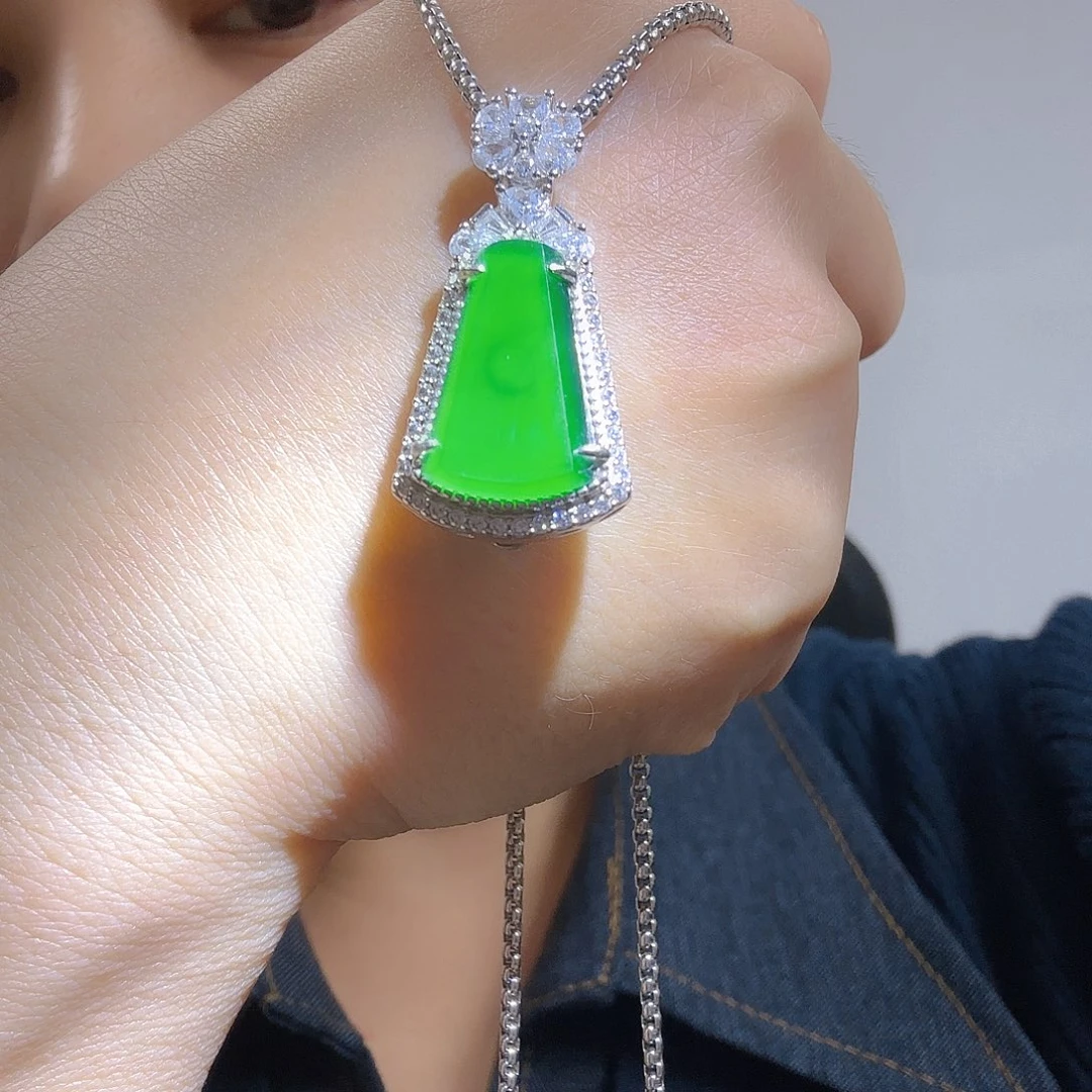 翡翠银S925镶嵌吊坠(不含链)