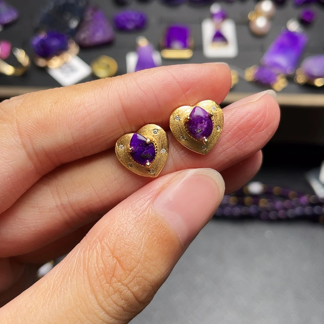 银S925镶嵌苏纪石（舒俱来）耳环