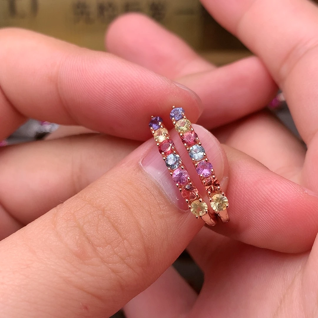 蓝宝石耳饰银S925镶嵌