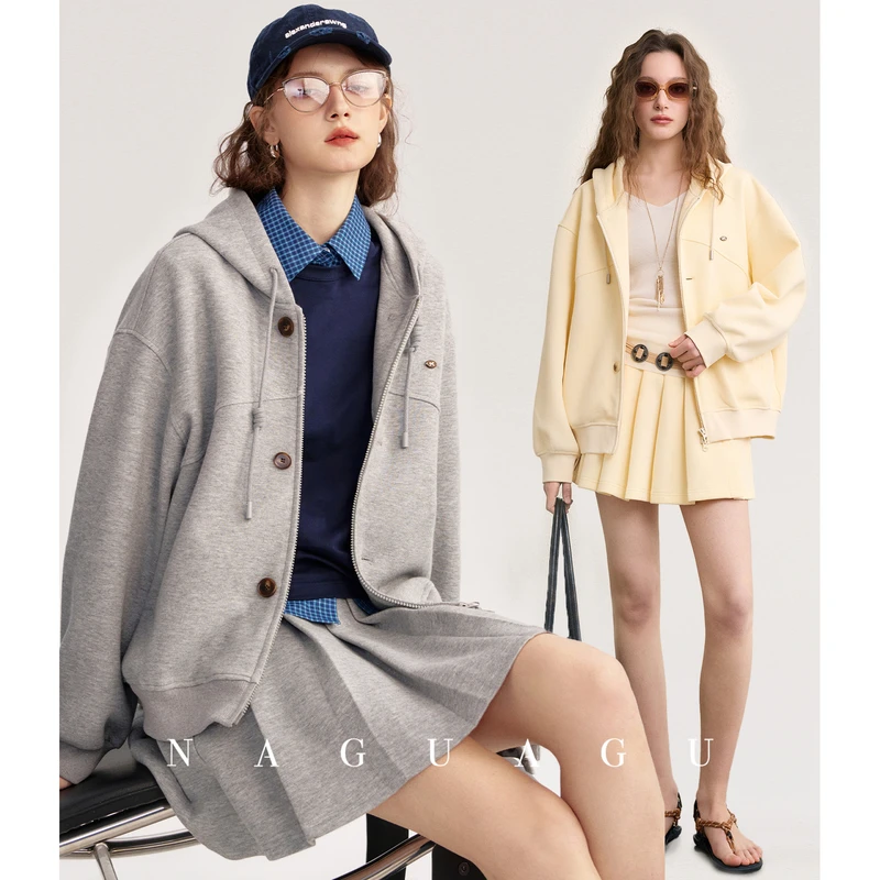 【sporty呼吸棉系列】珠地空气层牛奶丝 两穿连帽卫衣/百褶半裙