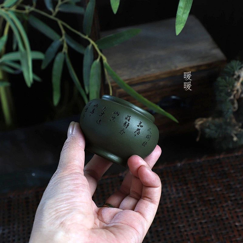 『鸟鸣涧绿泥小灯笼』暖暖精选手工紫砂微盆景菖蒲假山 多肉控养