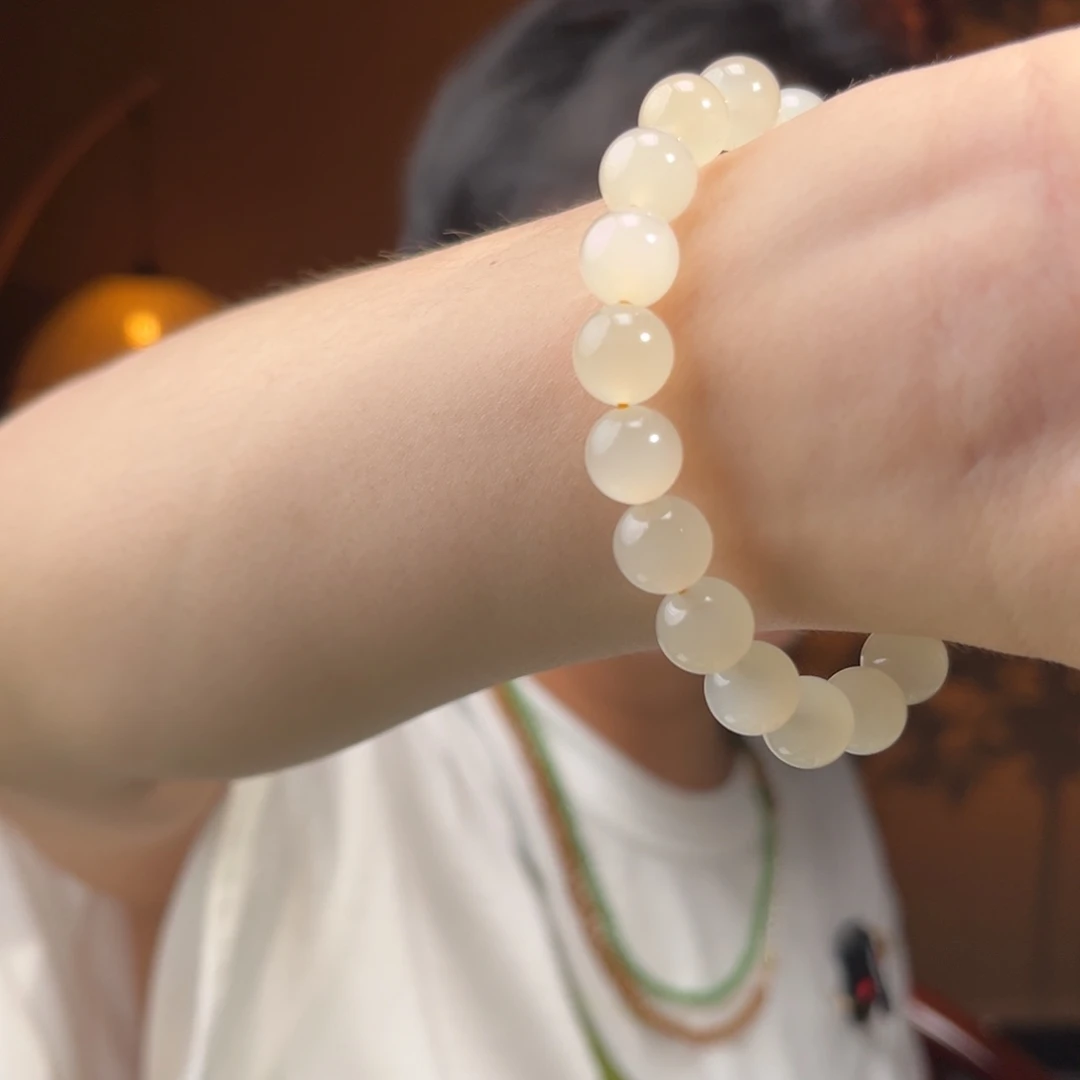 手串未镶嵌和田玉蜂蜜水猫眼10mm583